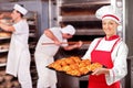 Female baker in bakery