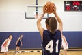 Female High School Basketball Player Shooting Basket