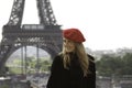 Female Model In Red Hat Eiffel...