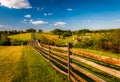 Fence and view of rolling hills and farmland in Antietam National Battlefield