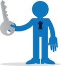 Figure with keyhole holding key through chest Royalty Free Stock Photography
