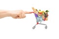 Finger Pushing A Shopping Cart...