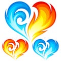 Fire And Ice Vector Hearts. Sy...
