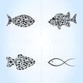 Fish an icon set of sea fishes a vector illustration Stock Photo