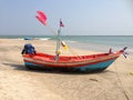 Fishing boat parking on the side, at Cha-am Beach