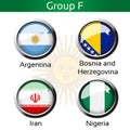 Flags - football Brazil, group F - Argentina, Bosnia and Herzegovina, Iran, Nigeria