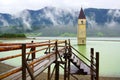Flooded bell tower in Resia lake, Italy