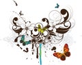 Floral design elements with butterflies abstract illustration for Stock Photo