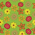 Floral seamless pattern with many different flowers eps on Royalty Free Stock Photo