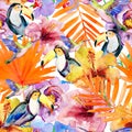 Flowers And Birds On A White ...