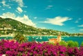 French flower coast, view of small city near Nice and Monaco