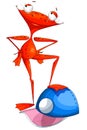 Frog red cap character cartoon style illustration white cheerful and blue vector done in on a background isolated cut perfect for Royalty Free Stock Photo