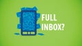 Full email mobile inbox a device with the of emails and refusing to receive any new Stock Photos