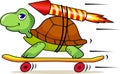 Funny turtle with rocket