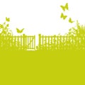 Garden Fence, Gate And Lawn