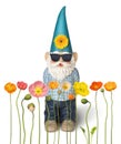 Garden Gnome Spring Flowers Su...