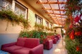 Garden Patio With Sofas And Fl...