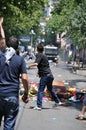 Gezi park protests in istanbul turkey june turkish protestors clash police under excessive use of violence and tear gas a Stock Photos