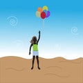 Girl with balloons abstract vector illustration Stock Photos