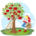 Girl with basket and apple tree