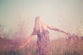 Girl Having Fun In Summer Field