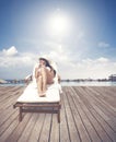 Girl Relaxing On A Beach