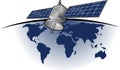 Globla satellite comunication with world behind Royalty Free Stock Photo