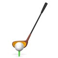 Golf club and ball front view Royalty Free Stock Image