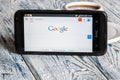 Google app open in the mobile phone HTC