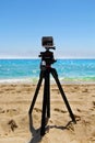 GoPro HERO3+ Black Edition Digital Action Camera Mounted on a Tripod on Fort Lauderdale Beach in Florida