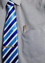 Gray Dress Shirt with Gold Pen in Pocket