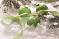 Green Holiday Balls In Snow