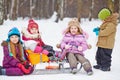 Group of children with sledge