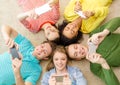 Group Of Smiling People Lying ...