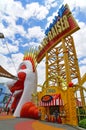 Hair raiser ride ocean park hong kong is a steel floor less roller coaster at the in it is the th floor less coaster ever built Stock Image