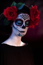 Halloween makeup Santa Muerte mask