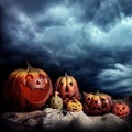 Halloween Pumpkins At Night