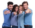 Happy Casual Young People Poin...