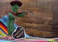 Happy Cinco de Mayo, 5th May, party celebration with with fun Mexican cactus and blackboard sign