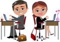 Happy Colleagues Working At Of...