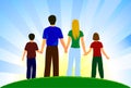 Happy Family Walk In Nature