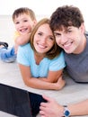 Happy Laughing Family With Lap...