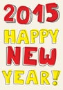 Happy New Year 2015 vector hand drawn wishes