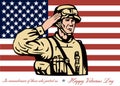 Happy Veterans Day Greeting Card Soldier Salute