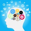 Head with gears and social media networks Stock Images