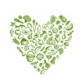 Healthy Food Background, Heart...