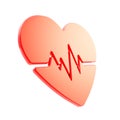 Heart pulse beat and health issues glossy red emblem icon