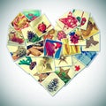 Heart-shaped christmas pictures collage