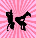 Hip hop dancing girls silhouette