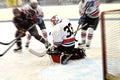 Hockey goalie action blur